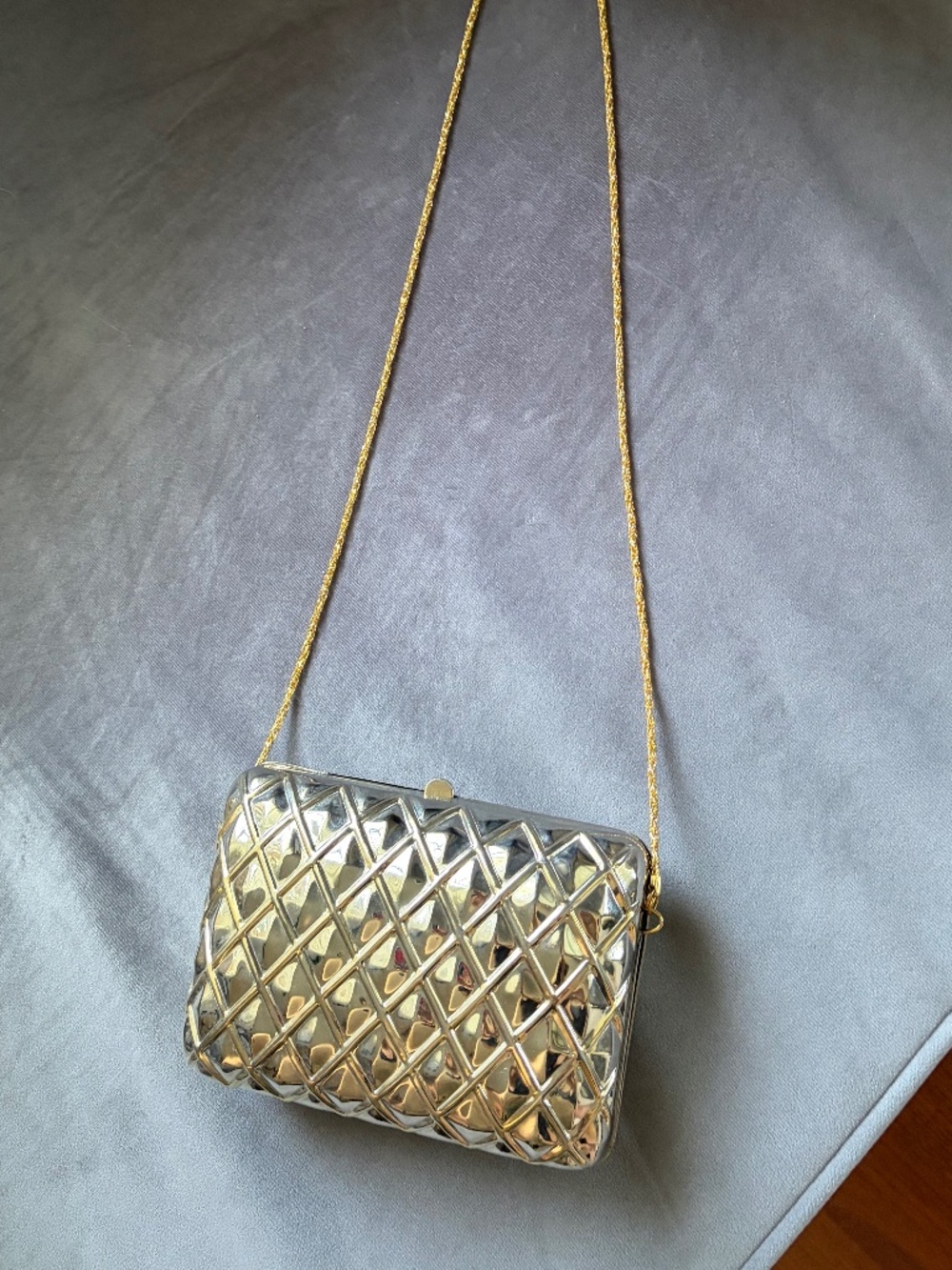 Vintage Silver and Gold Sasha Clutch with Purse gold chain